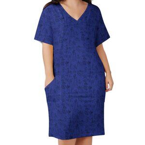 Disney Sketches Women's V-neck Loose Dress With Pockets